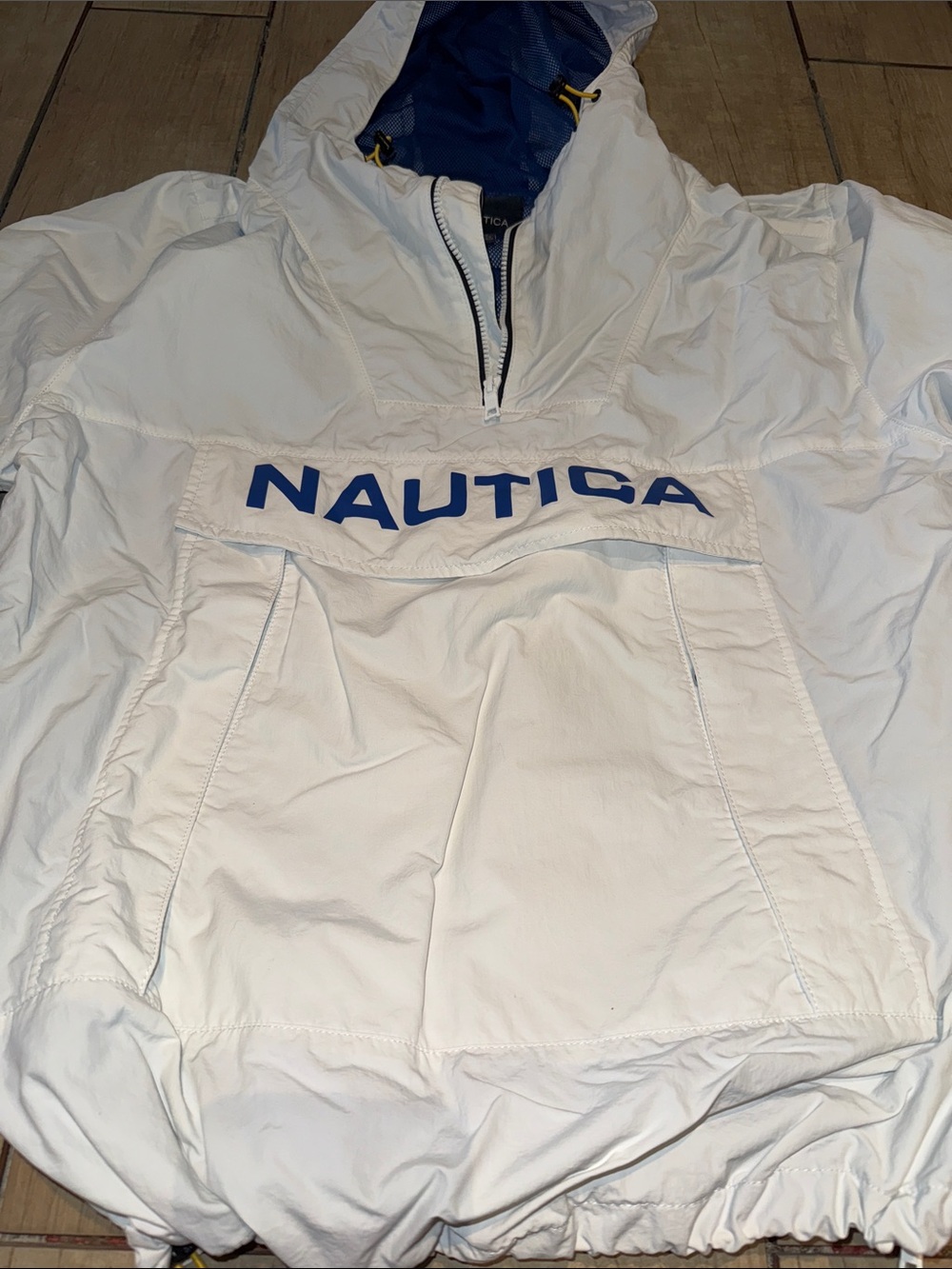 Nautica White and Navy Pullover Windbreaker Jacket - Picture 3 of 5